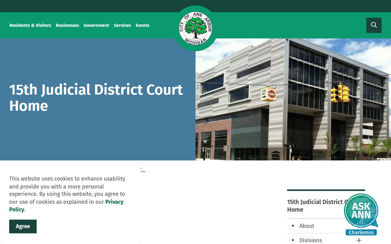 Ann Arbor 15th District Court website for court docket search