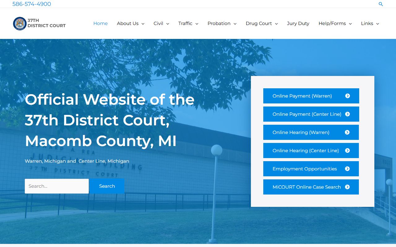 37th District Court website for Warren court docket search