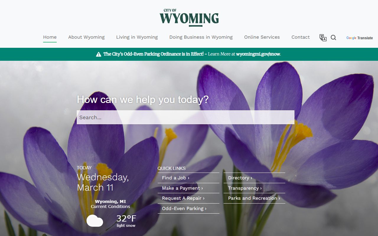 City of Wyoming Michigan website for court docket and public records