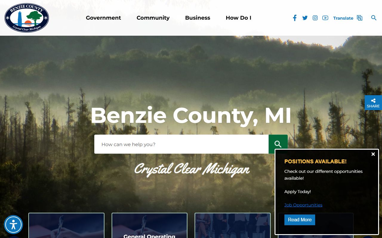 Benzie County official website for court docket and records access