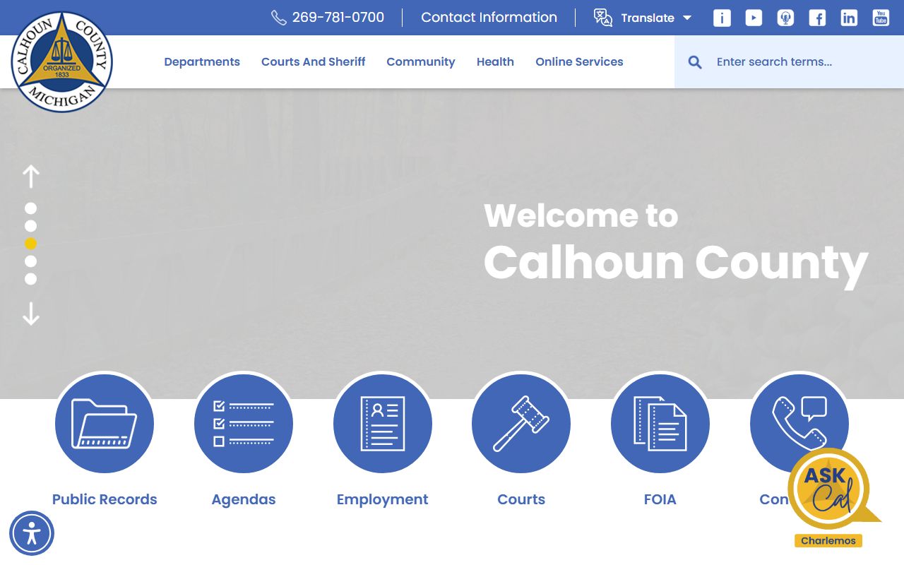 Calhoun County official website for court docket and records access