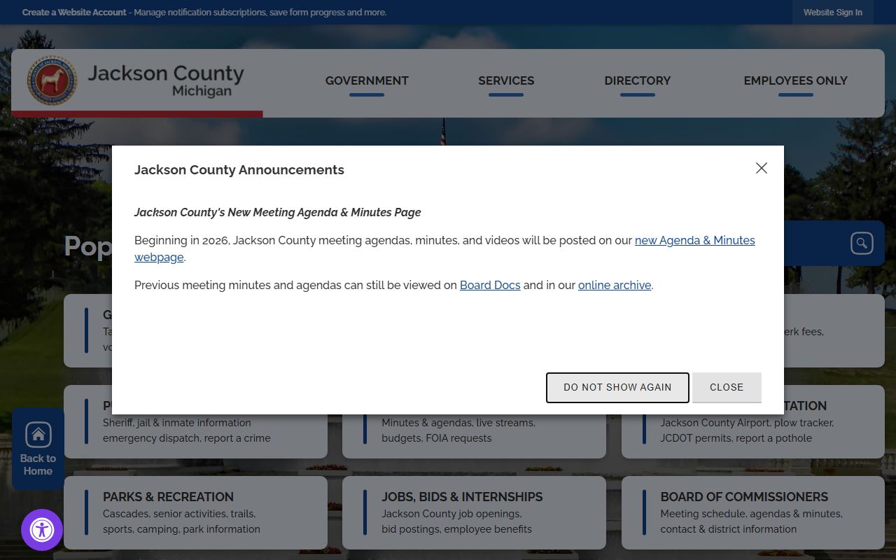 Jackson County court docket official website
