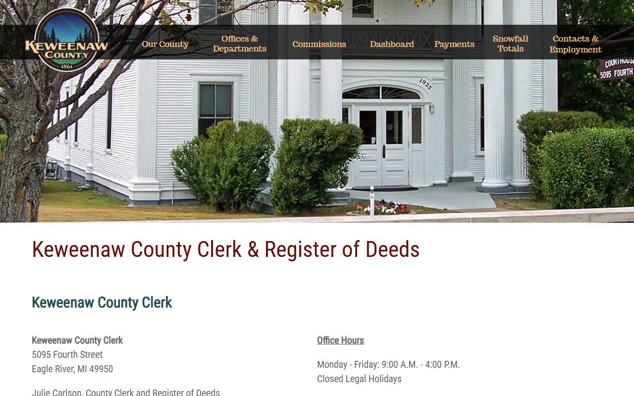 Keweenaw County clerk office court docket records