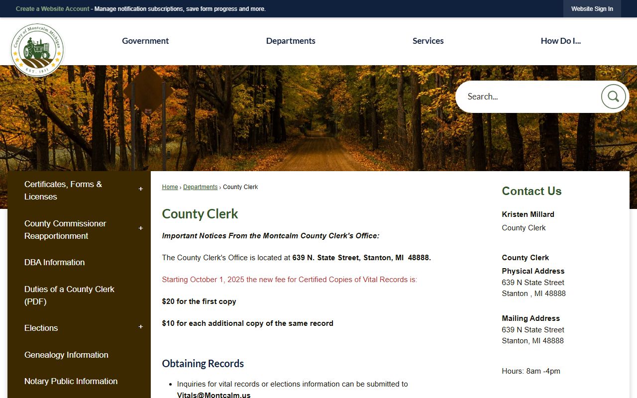 Montcalm County clerk court docket records