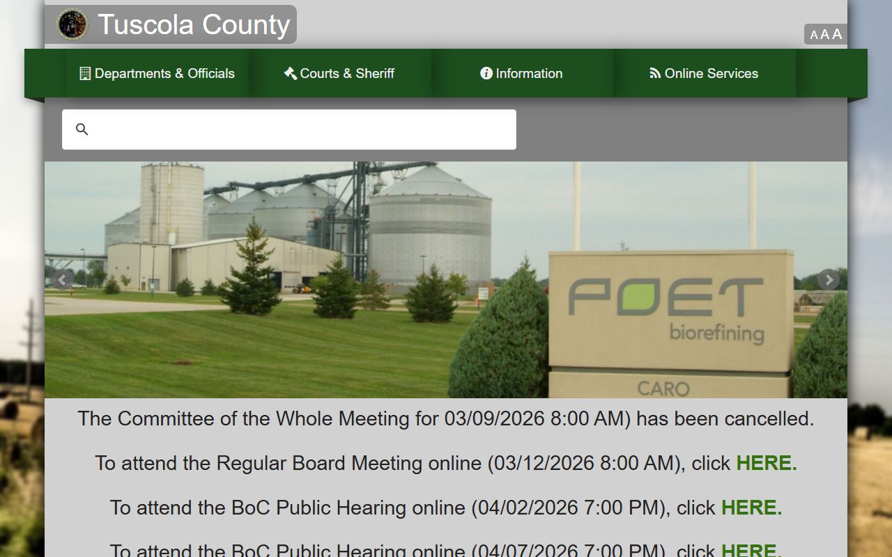 Tuscola County official website for court records access