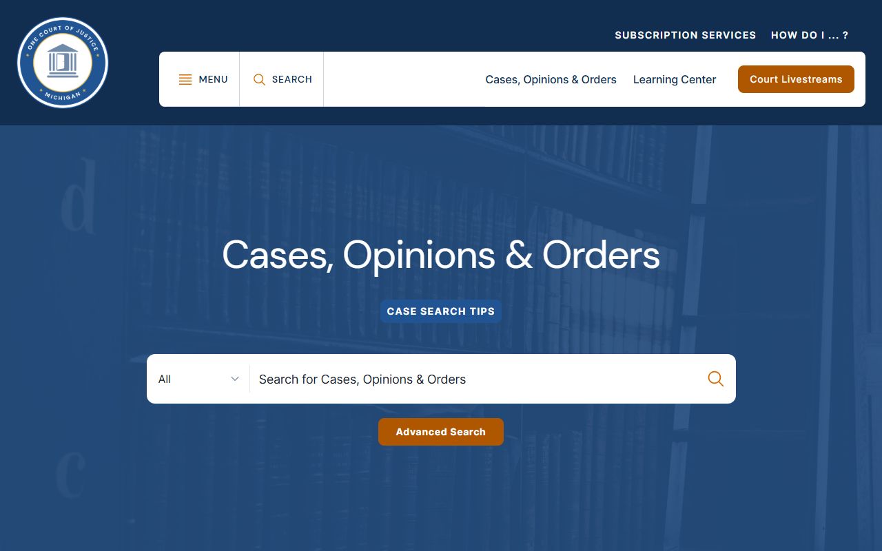Michigan Courts Case Search portal for court docket lookup